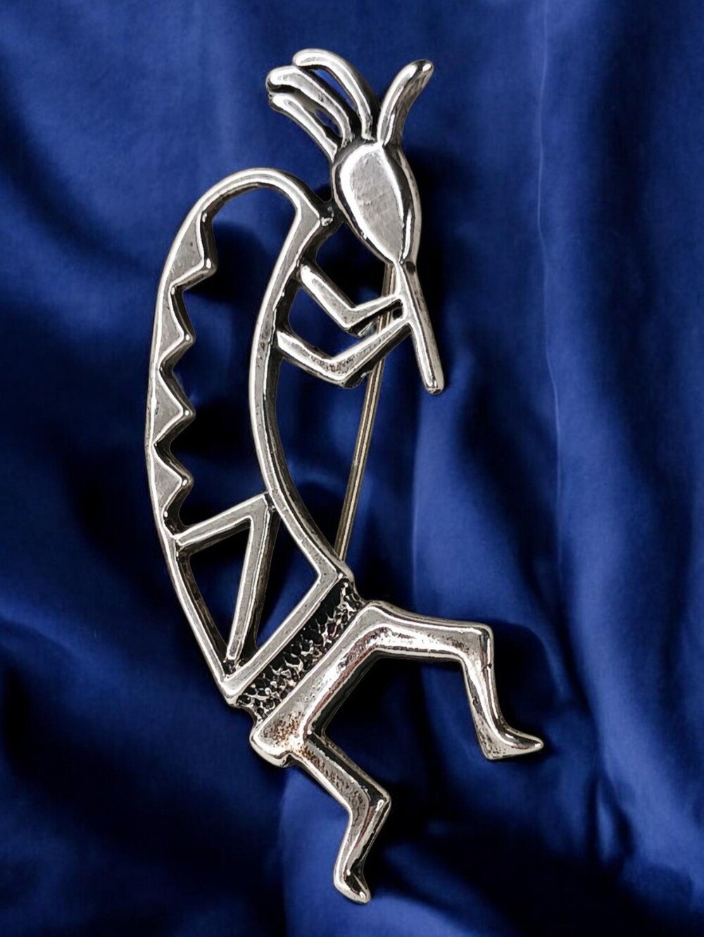 Sterling KOKOPELLI Pin Brooch Flute Player Music Vintage Mexico Large 2.5" 7.6g